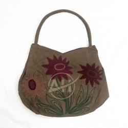 Sunflower Chenille Embroidered Suede Bag